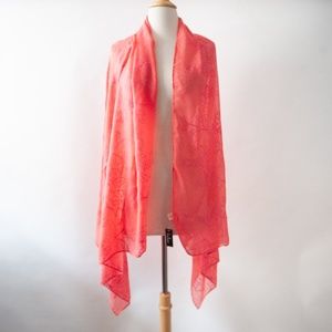 Lulu's Sheer Pink Embroidered Floral Scarf/Shawl